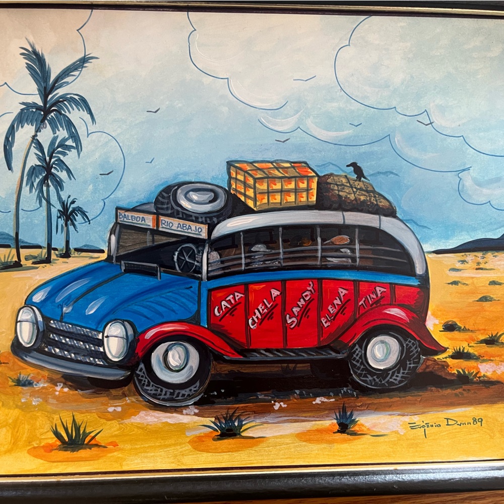 Panama Colorful Vintage Bus Painting